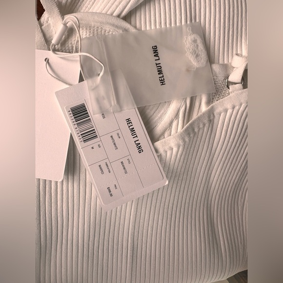 NWT $395 Helmut Lang White Eyelet Bra Ribbed Dress Size M - Picture 12 of 13